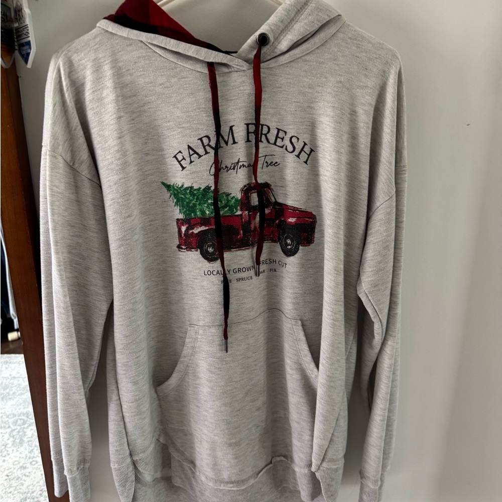 Maurices Gray and Red Hooded Sweatshirt